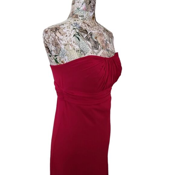 Formal Red Strapless Sweetheart Flowy Long Maxi Dress David's Bridal - Picture 5 of 10